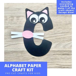 C is for Cat Paper Craft Kit, Alphabet Arts & Crafts Kit For Kids, Pre-Cut Alphabet Paper Craft Kit, Preschool Alphabet Crafts