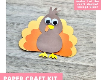 Turkey Paper Craft Kit, Craft Kit For Kids, Fall Craft Kit Craft Kit, Autumn Crafts, Thanksgiving Craft Kit, Pre-Cut Crafts