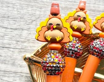 Little Turkey Beaded Ink Pen, Thanksgiving Pen, Turkey Pen, Fall Teacher Gift, Cute Holiday Pen, Stocking Stuffer