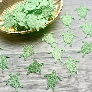 Confettis tortue scintillants, dispersion de table tortue, confettis papier cartonné, confettis scintillants