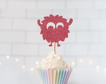 Glitter Little Monster Cupcake Toppers, Glitter Cupcake Toppers, Glitter Cake Topper, Glitter Party Decor, Event Decor