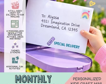Letter Mail Subscription For Kids, Monthly Craft Mail For Kids, Kids Craft and Activity Mailer, Themed Craft Mail For Kids, Craft Snail Mail