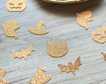 Glitter Halloween Confetti, Spooky Party, Trick Or Treat Table Scatter, Witch Ghost Bat Confetti, Jack O Lantern, Cat, Moon, Spooky Decor