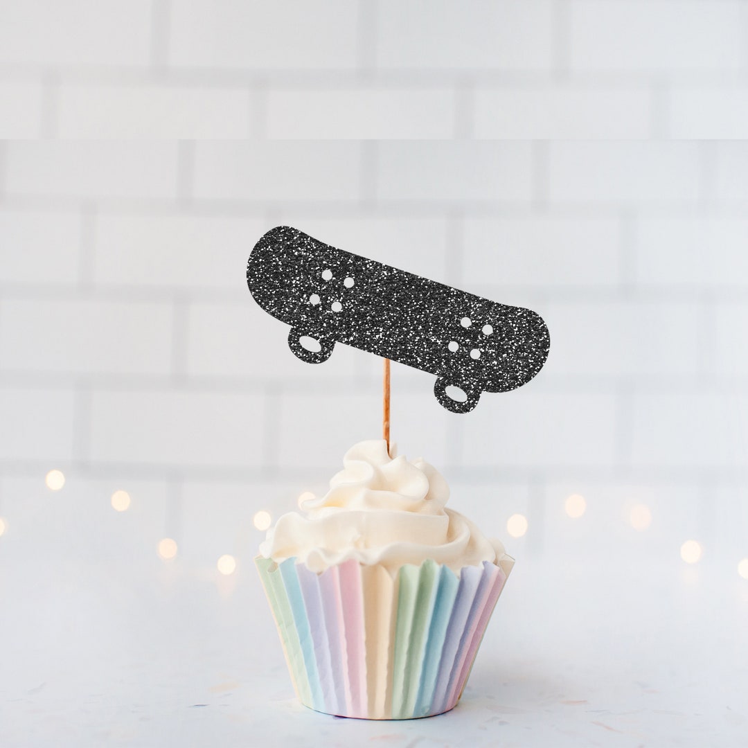 Glitter Skateboard Cupcake Toppers, Skater Party, Extreme Sports ...