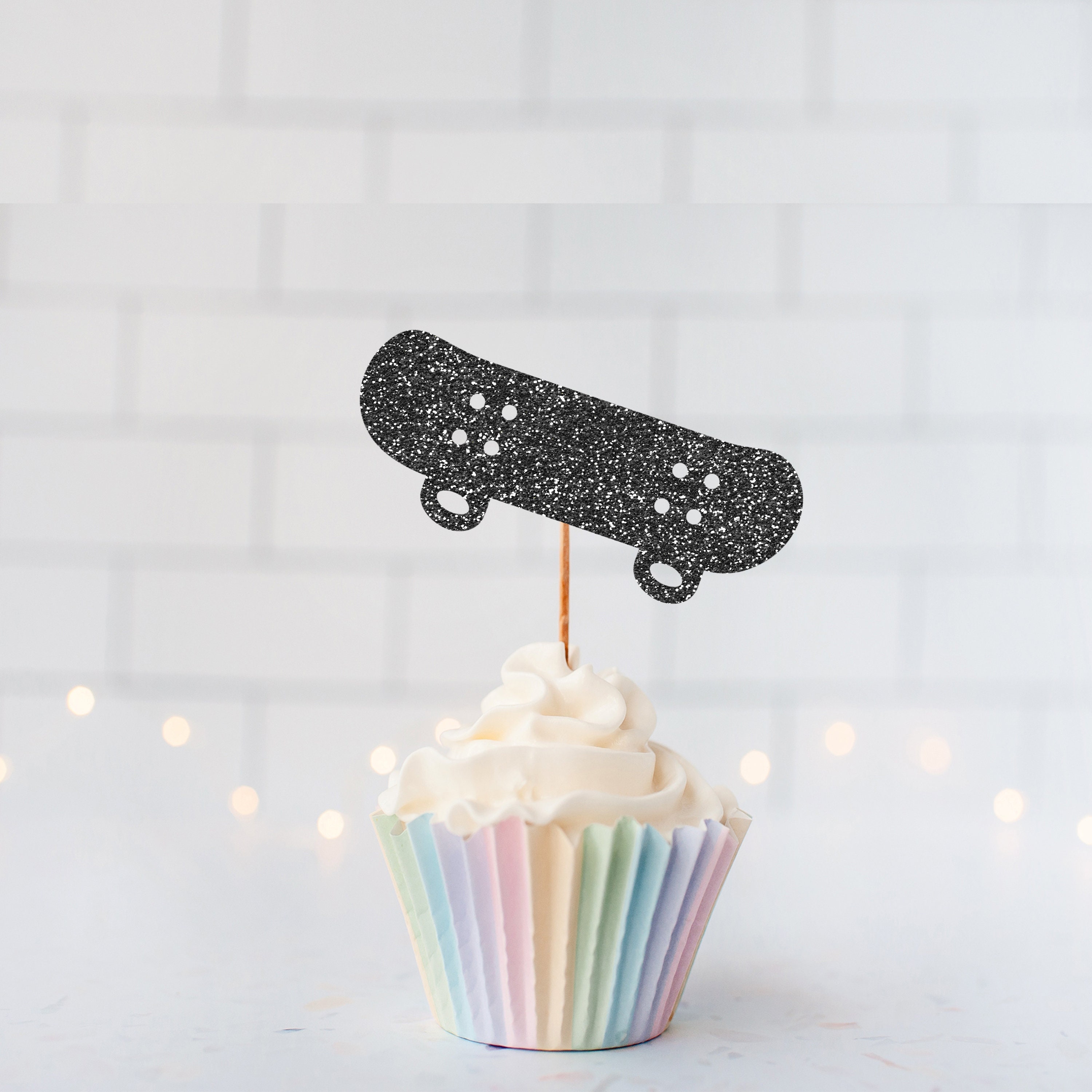Glitter Skateboard Cupcake Toppers Glitter Cupcake Toppers Glitter Cake ...