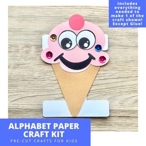 I is for Ice Cream Paper Craft Kit, Alphabet Arts & Crafts Kit For Kids, Pre-Cut Alphabet Paper Craft Kit, Preschool Alphabet Craft