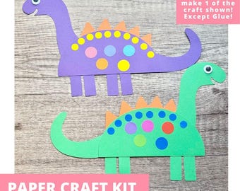 Brontosaurus Paper Craft Kit, Dinosaur Arts & Crafts Kit For Kids, Dinosaur Craft Kit, Dinosaur Party Favors, Pre-Cut Crafts, Diy Craft Kit