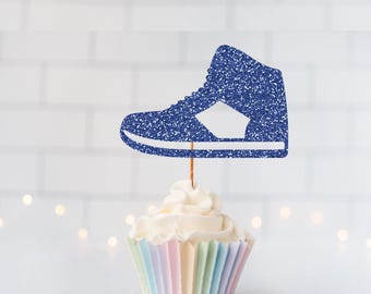READY TO SHIP Glitter Tennis Shoe Cupcake Toppers, Sneaker Party, Tennis Shoe Party, Sneaker Birthday, Kicks, High Tops, Shoe Birthday