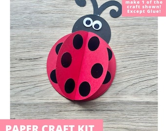 Kit de créations manuelles en papier coccinelle, kit de créations manuelles coccinelles pour enfants, kit de créations d'insectes, kit de créations d'insectes pour enfants, cadeaux de fête coccinelle, travaux manuels prédécoupés