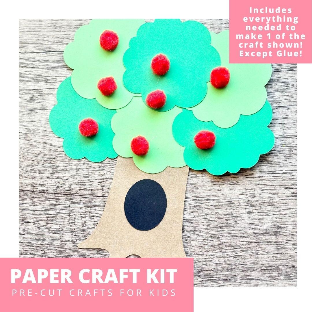 Pom Pom Apple Tree Paper Craft Kit, Arts & Crafts Kit for Kids, Tree ...