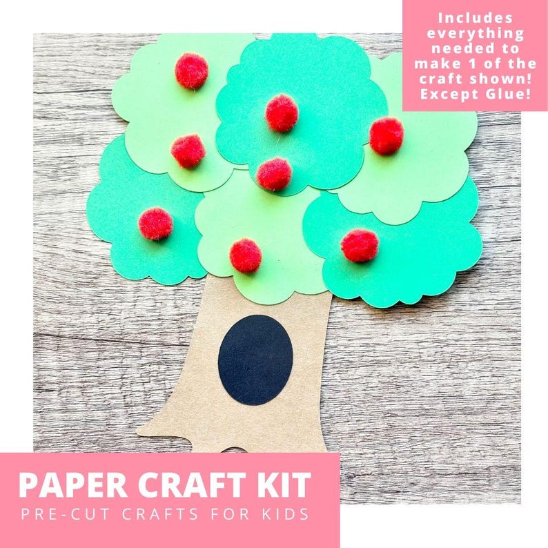 Pom Pom Apple Tree Paper Craft Kit, Arts & Crafts Kit for Kids, Tree ...