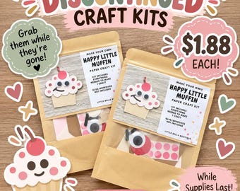 DISCONTINUED CRAFTS: Happy Little Muffin Paper Craft Kit, Clearance Craft Kit, Pre-Cut Crafts