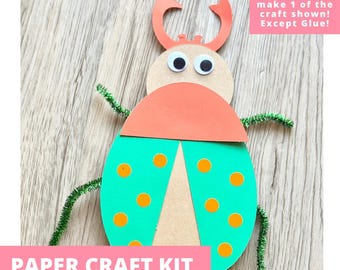 Kit de créations manuelles en papier scarabée, kit de bricolage pour enfants scarabée, kit de création d'insectes, travaux manuels prédécoupés, kit de bricolage, insectes