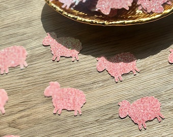 Glitter Sheep Confetti, Farm Party Table Decor, Barnyard Birthday Decorations, Baby Shower Table Scatter, Lamb Confetti