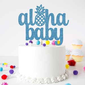 Aloha Cake Topper, Luau Cake Topper, Aloha Birthday Cake Topper, Glitter Luau Party Decoration, Glitter Aloha Cake Topper