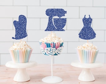 Glitter Baking Party Cupcake Toppers, Glitter Cupcake Toppers, Baking Cake Topper, Baking Party Decor, Baking Decor, Baker, Baking Party