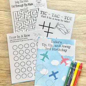 Personalized Airplane Coloring Kit Favors, Airplane Party Coloring Book Favors, Up Up and Away Coloring Packs, Airplane Birthday, Planes