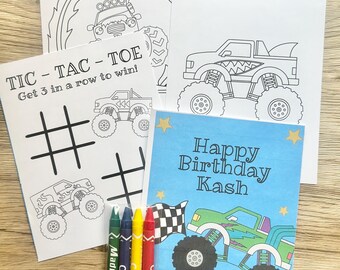 Personalized Monster Truck Coloring Kit Favors, Monster Truck Party Coloring Book Favors, Monster Truck Coloring Packs, Monster Trucks
