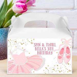 Personalized Ballerina Goodie Boxes - 2pk, Custom Ballerina Goodie Box Labels, Ballet Party Favor Boxes, Kids Party Goodie Boxes