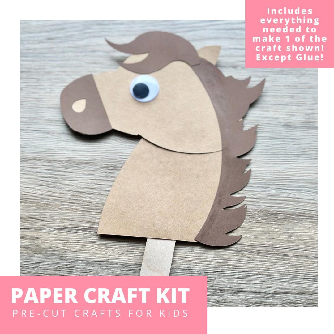 Horse Stick Puppet Paper Craft Kit, Horse Arts & Crafts Kit For…