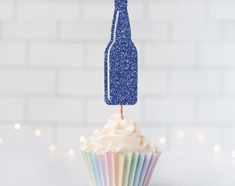 Glitter Beer Bottle Cupcake Toppers, Oktoberfest, Brewery Birthday, Cheers And Beer, Beer Tasting, Hoppy Hour, Love Brewing, Baby Is Brewing