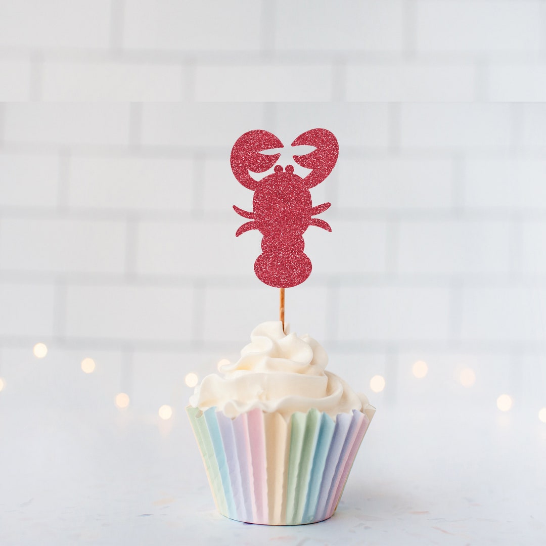 Glitter Lobster Cupcake Toppers, Glitter Cupcake Toppers, Glitter Cake ...