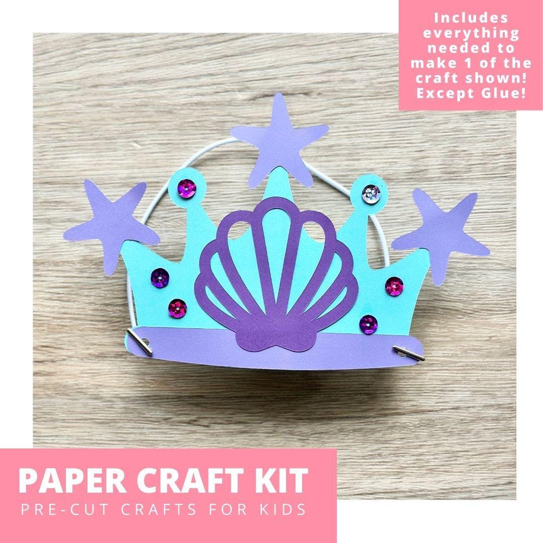 Mermaid Crown Paper Craft Kit, Mermaid Princess Crown Arts & Crafts Kit ...