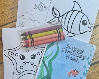 Personalized Under the Sea Coloring Kit Favors, Under the Sea Coloring Book Favors, Under the Sea Coloring Packs