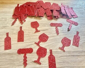 Glitter Wine Confetti, Wine Table Scatter, Cardstock Confetti, Glitter Confetti
