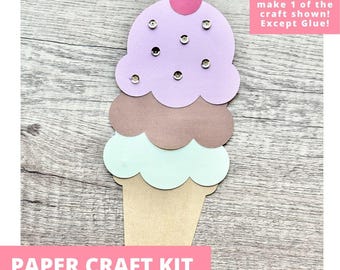 Scoops Of Fun Paper Craft Kit, Ice Cream Arts & Crafts Kit For Kids, Ice Cream Craft Kit,  Ice Cream Favors, Pre-Cut Crafts