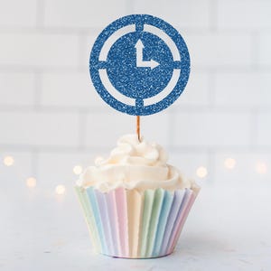 Glitter Clock Cupcake Toppers, Glitter Cupcake Toppers, Glitter Cake Topper, Glitter Party Decor, Event Decor