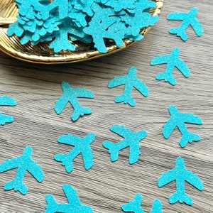 Glitter Airplane Confetti, Airplane Table Scatter, Cardstock Confetti, Glitter Confetti