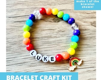 Rainbow Make Your Own Bracelet Craft Kit, Rainbow Bead Craft Kit For Kids, Rainbow Craft Kit, DIY Beaded Bracelet Kit For Kids