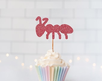 Glitter Ant Cupcake Toppers, Insect Party Decor, Bug Theme, Summer Party, Ant Toppers, Kids Birthday, Cute Animal Decor, Summer Picnic