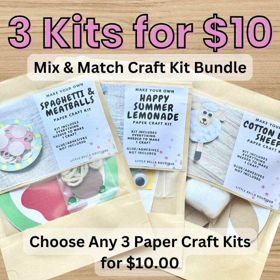 Mix and Match Paper Craft Kit Bundle, 3-kit Bundle, Kids Craft Kit ...