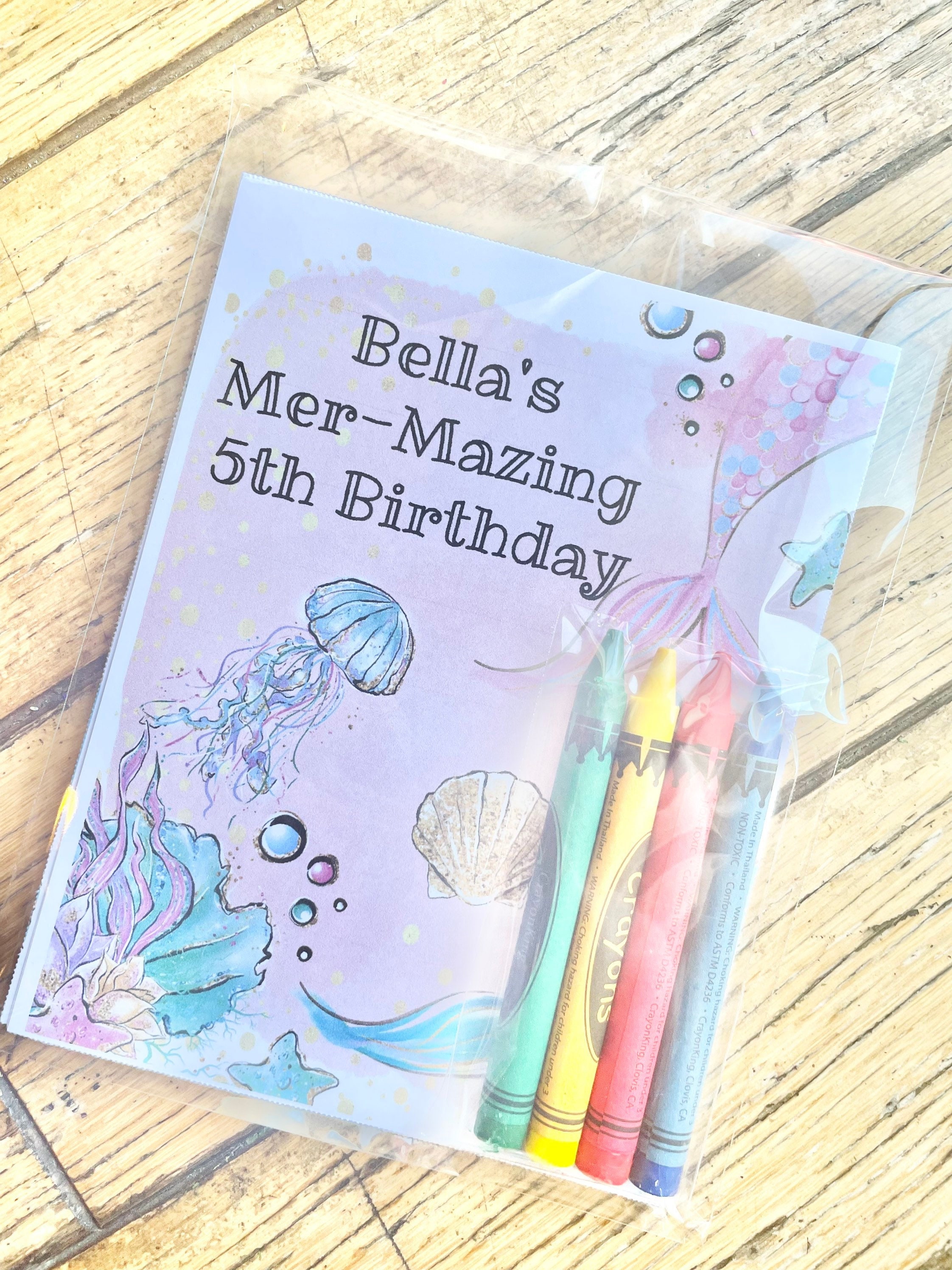 Personalized Mermaid Coloring Kit Favors, Mermaid Coloring Book Favors, Mermaid Coloring Packs