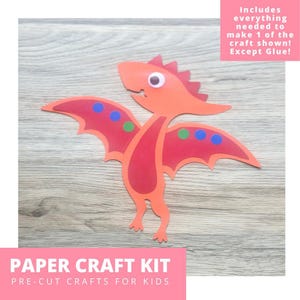 Pterodactyl Paper Craft Kit, Dinosaur Arts & Crafts Kit For Kids, Dinosaur Craft Kit, Dinosaur Party Favors, Pre-Cut Crafts, Diy Craft Kit