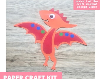 Pterodactyl Paper Craft Kit, Dinosaur Arts & Crafts Kit For Kids, Dinosaur Craft Kit, Dinosaur Party Favors, Pre-Cut Crafts, Diy Craft Kit