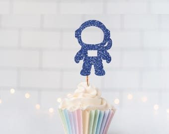 Glitter Astronaut Cupcake Toppers, Space Party Decor, Outer Space Theme, Rocket Party, To The Moon, Space Exploration, Space Birthday Decor