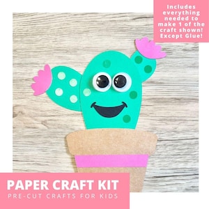 Cactus Pal Paper Craft Kit, Cactus Arts & Crafts Kit For Kids, Kids Craft Kit, Cactus Party Favors, Pre-Cut Crafts, Diy Craft Kit