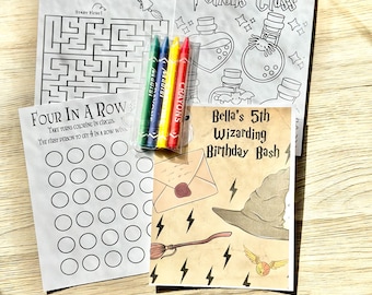 Personalized Wizard Coloring Kit Favors, Wizard Coloring Book Favors, Wizard Coloring Packs