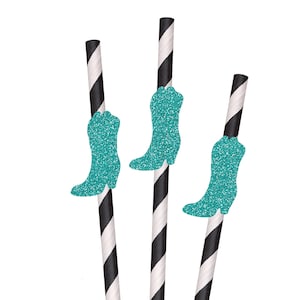 Glitter Cowgirl Boots Party Straws, Party Paper Straws, Decorative Party Straws