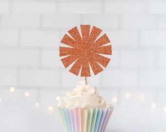 READY TO SHIP Glitter Pom Pom Cupcake Toppers, Cheer Party, Cheer Squad, Cheerleaders, Cheer Birthday, Cheerleading, Go Fight Win, Pom Poms