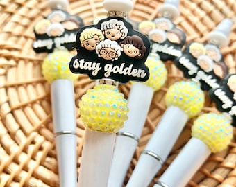 Stay Golden Beaded Pen, Golden Ladies TV Beaded Pen, Friendship Beaded Pen, Stay Golden Friendship Gift, Stay Golden Pen, Golden Ladies Pen