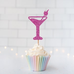 READY TO SHIP Glitter Martini Cupcake Toppers, Cocktail Party, Bachelorette Party, A Tini Bit Older, Happy Hour, Girls Night Out, Dirty