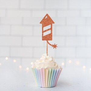 Glitter Firecracker Cupcake Toppers, Glitter Cupcake Toppers, Glitter Cake Topper, Glitter Party Decor, Event Decor