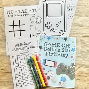 Personalized Gamer Coloring Kit Favors, Video Game Party Coloring Book Favors, Video Game Coloring Packs, Gamer Birthday, PC Gamer