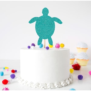 Glitter Turtle Cake Topper, Glitter Cake Decor, Party Cake Topper