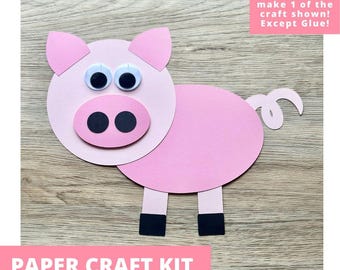 Little Pig Paper Craft Kit, Little Pig Arts & Crafts Kit For Kids, Pig Craft Kit,  Farm Party Favors, Pre-Cut Crafts, Farm Birthday Favors