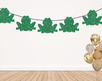 Glitter Frog Banner, Pond Party Garland, Animal Birthday, Woodland Theme, Nature Party, Kids Birthday, Zoo Animals, Rainforest, Reptiles